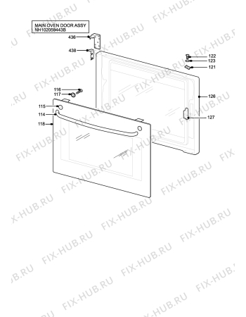 Взрыв-схема плиты (духовки) Zanussi Electrolux ZCG7610SVN - Схема узла H10 Main Oven Door (large)